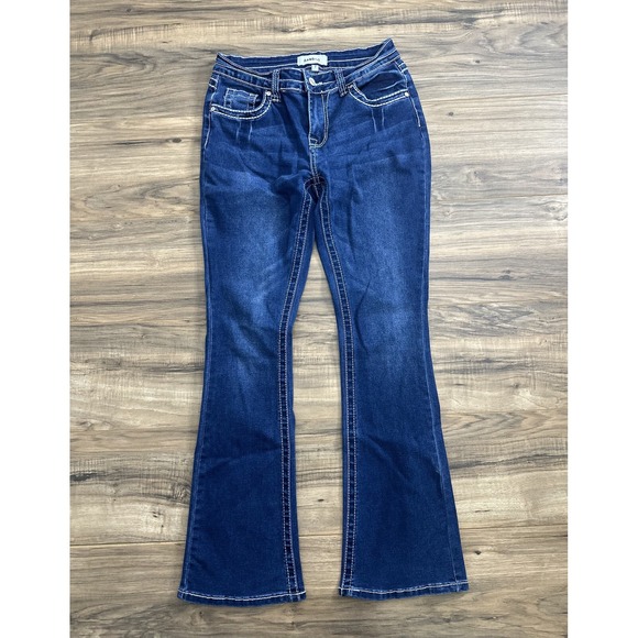 Women's Bamboo Jeans Size 7 Western Style Boot Cut Dark Blue - Picture 1 of 9